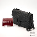 GUCCI GG Marmont Medium Black Leather Shoulder Bag 【ImportFeeFREE】