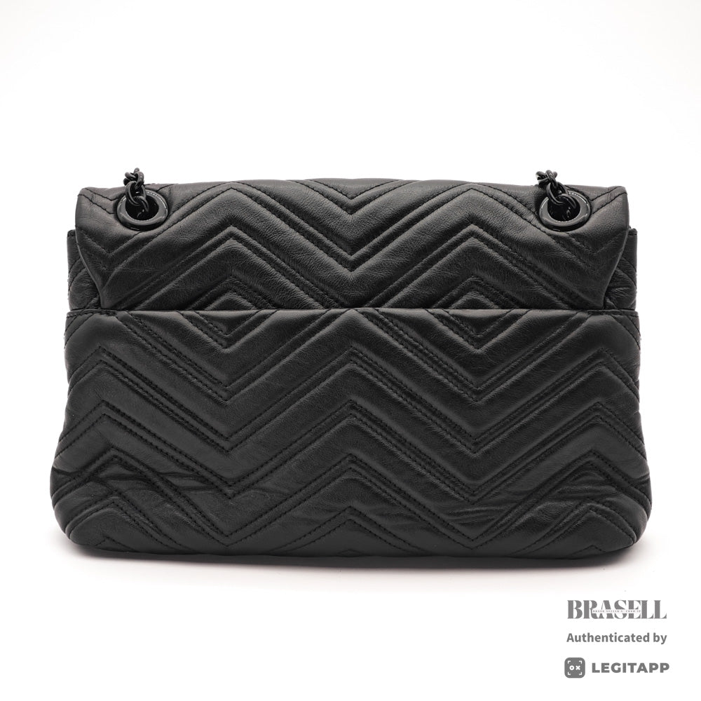 GUCCI GG Marmont Medium Black Leather Shoulder Bag 【ImportFeeFREE】