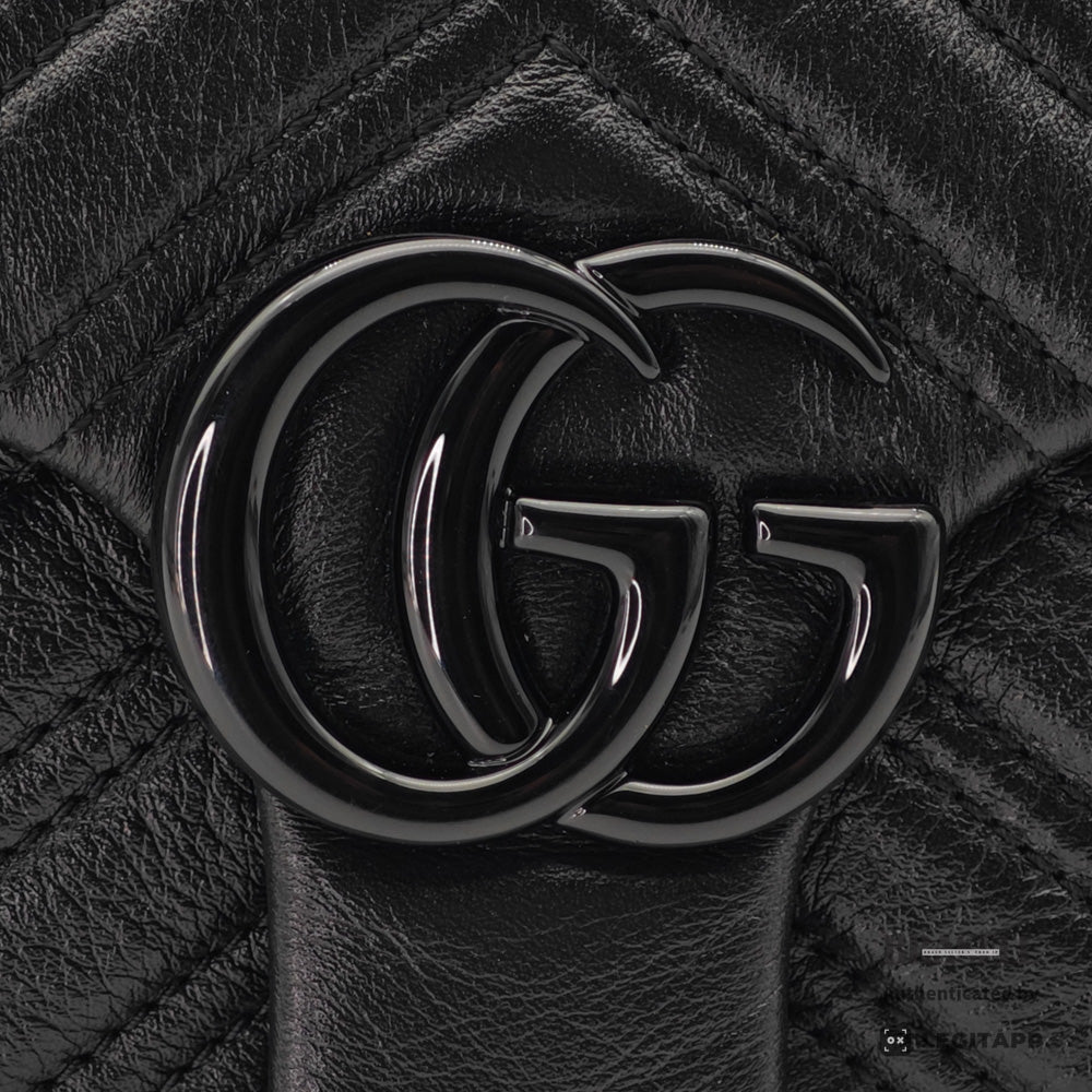 GUCCI GG Marmont Medium Black Leather Shoulder Bag 【ImportFeeFREE】