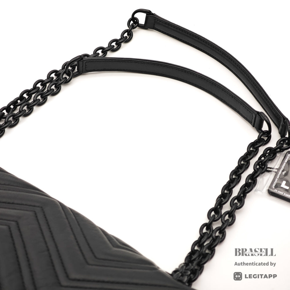 GUCCI GG Marmont Medium Black Leather Shoulder Bag 【ImportFeeFREE】