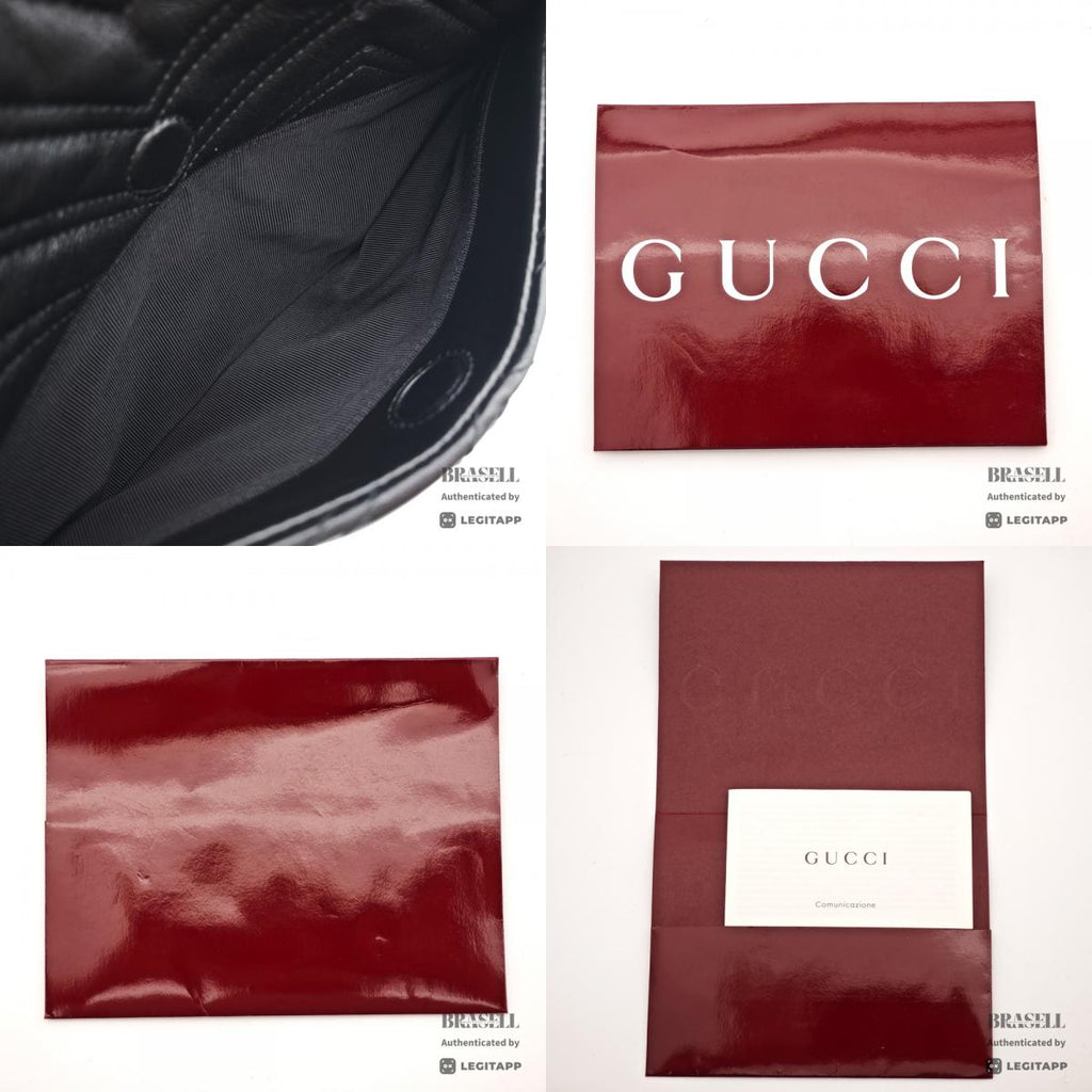 GUCCI GG Marmont Medium Black Leather Shoulder Bag 【ImportFeeFREE】