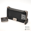 CHANEL Boy CHANEL Leather Black Chain Shoulder Bag 【ImportFeeFREE】