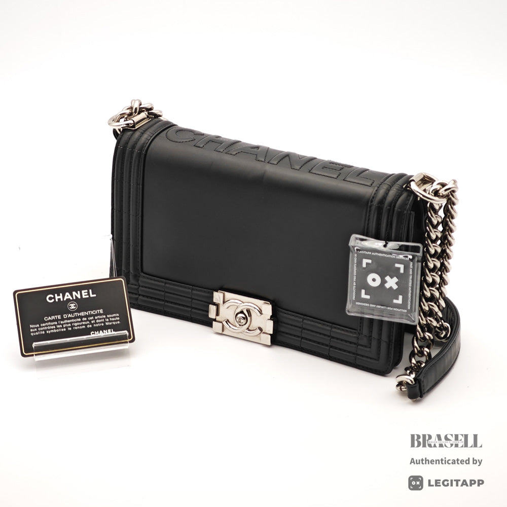 CHANEL Boy CHANEL Leather Black Chain Shoulder Bag 【ImportFeeFREE】