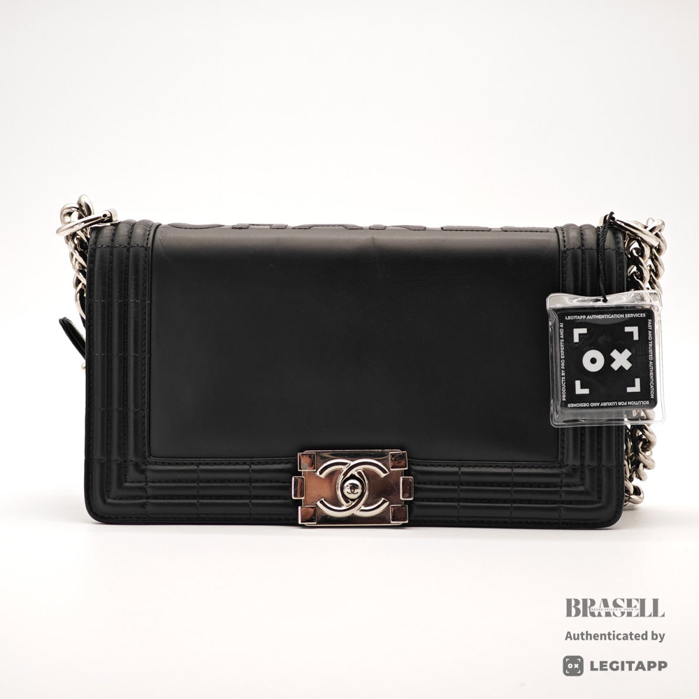 CHANEL Boy CHANEL Leather Black Chain Shoulder Bag 【ImportFeeFREE】