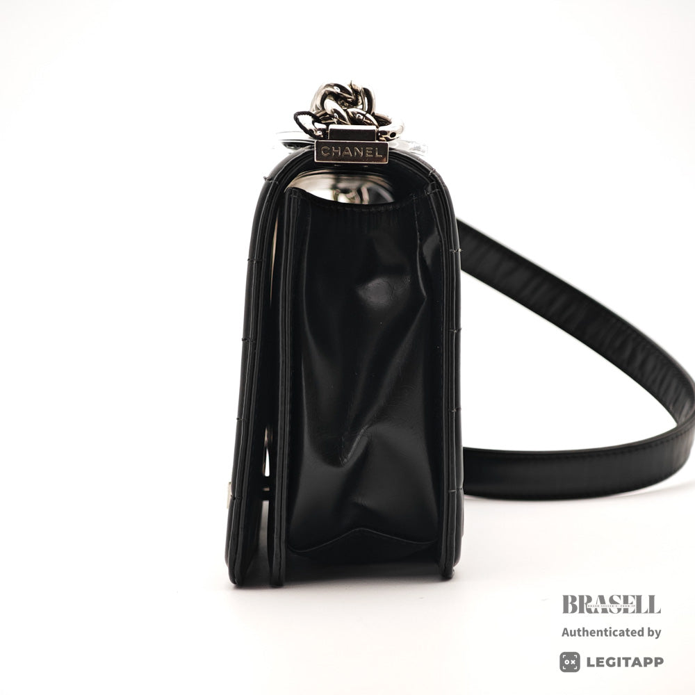CHANEL Boy CHANEL Leather Black Chain Shoulder Bag 【ImportFeeFREE】