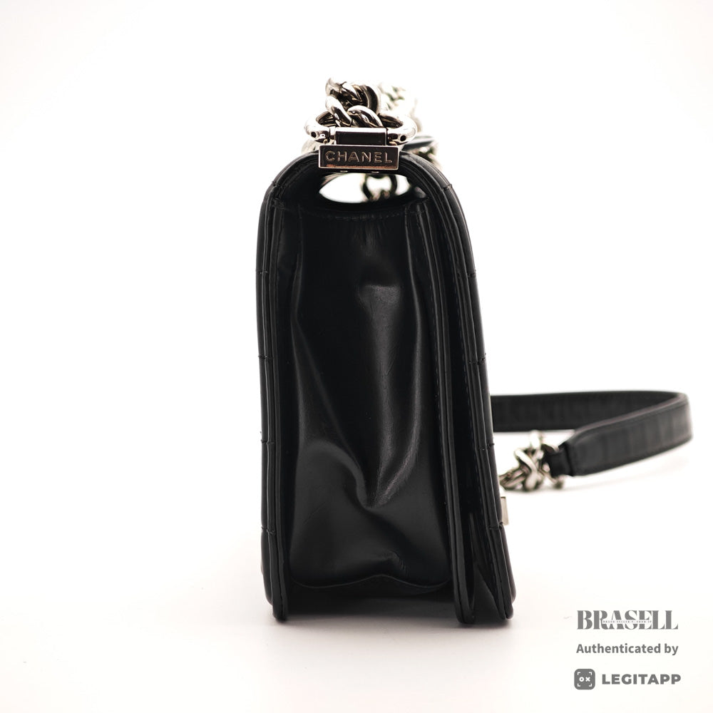 CHANEL Boy CHANEL Leather Black Chain Shoulder Bag 【ImportFeeFREE】