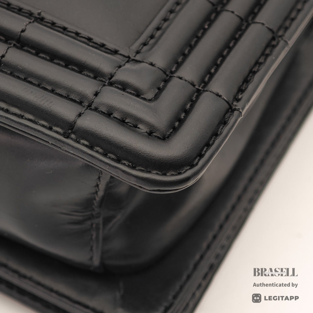 CHANEL Boy CHANEL Leather Black Chain Shoulder Bag 【ImportFeeFREE】