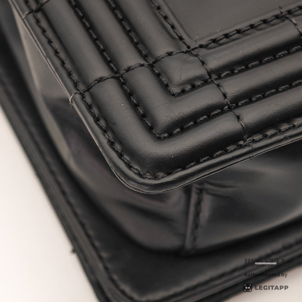 CHANEL Boy CHANEL Leather Black Chain Shoulder Bag 【ImportFeeFREE】