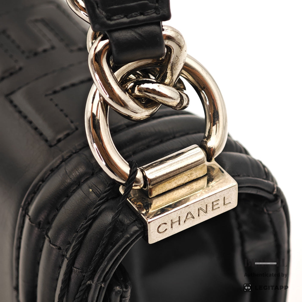 CHANEL Boy CHANEL Leather Black Chain Shoulder Bag 【ImportFeeFREE】