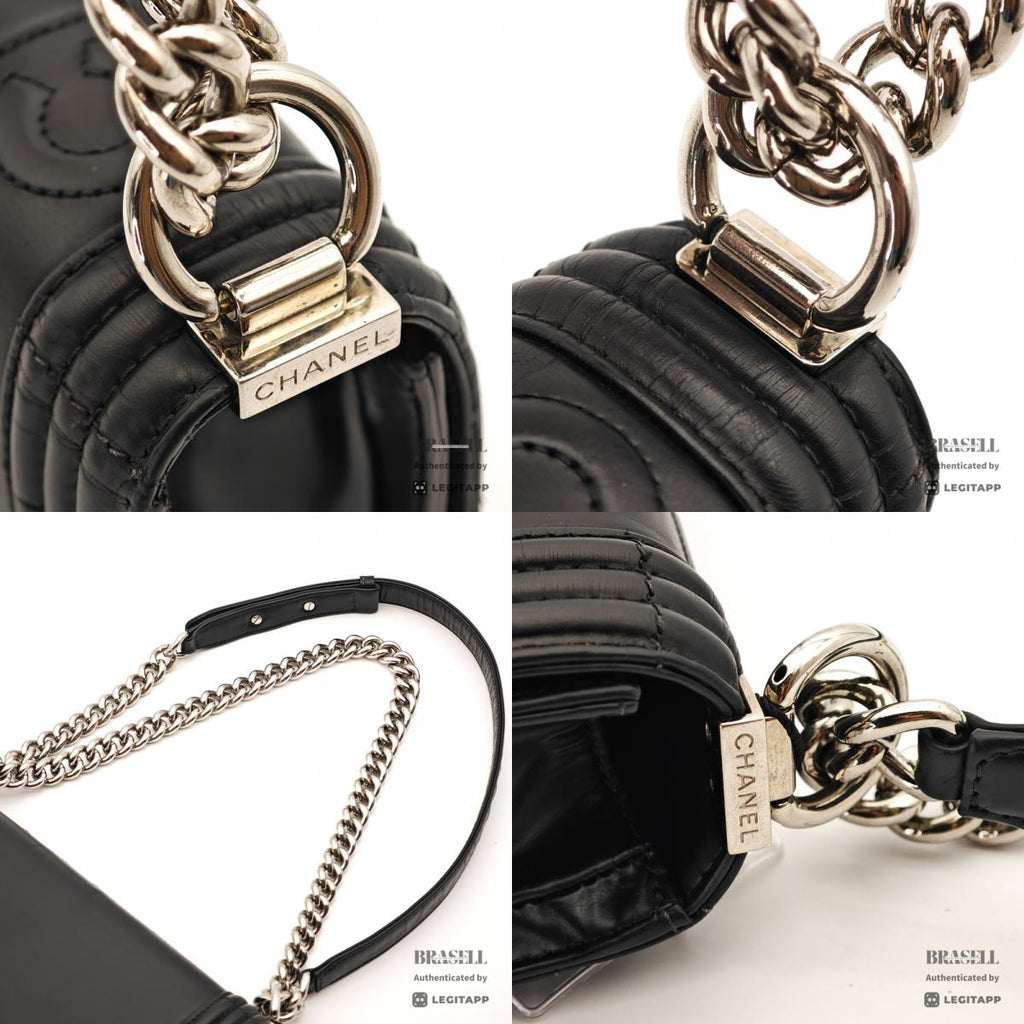 CHANEL Boy CHANEL Leather Black Chain Shoulder Bag 【ImportFeeFREE】