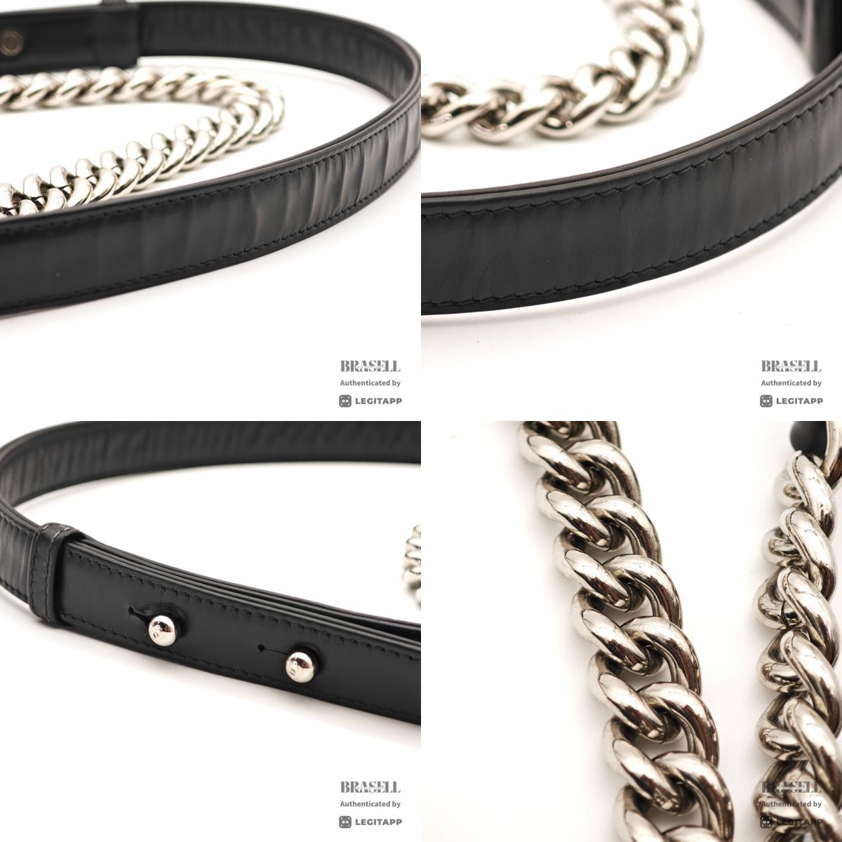 CHANEL Boy CHANEL Leather Black Chain Shoulder Bag 【ImportFeeFREE】
