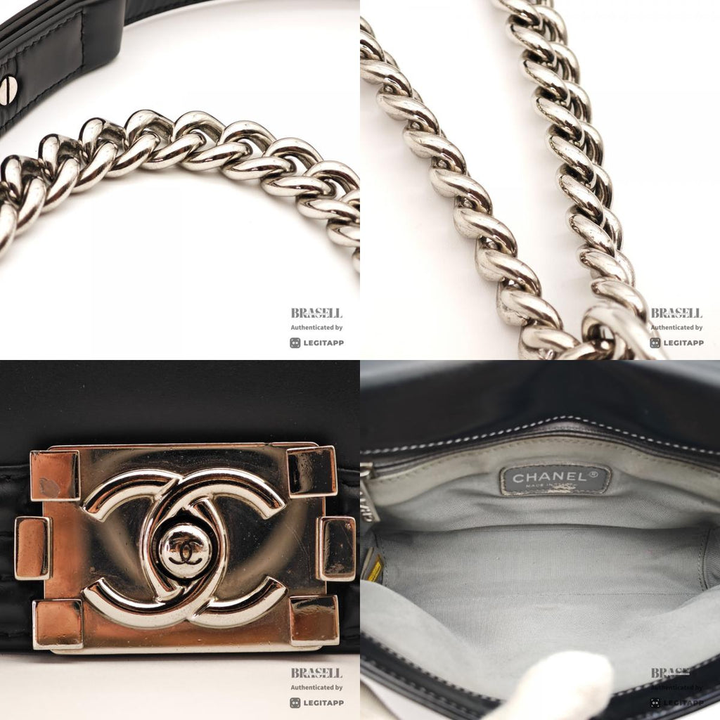 CHANEL Boy CHANEL Leather Black Chain Shoulder Bag 【ImportFeeFREE】