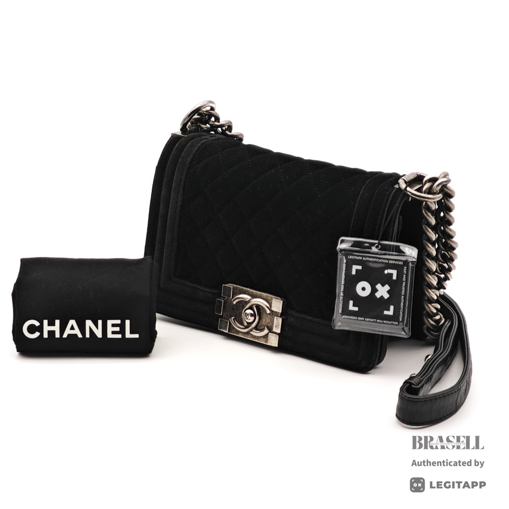 CHANEL Boy CHANEL Velvet Black Chain Shoulder Bag 【ImportFeeFREE】