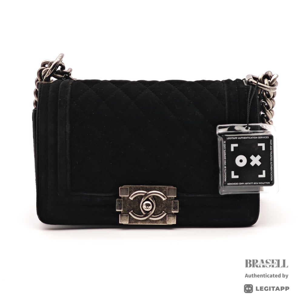 CHANEL Boy CHANEL Velvet Black Chain Shoulder Bag 【ImportFeeFREE】