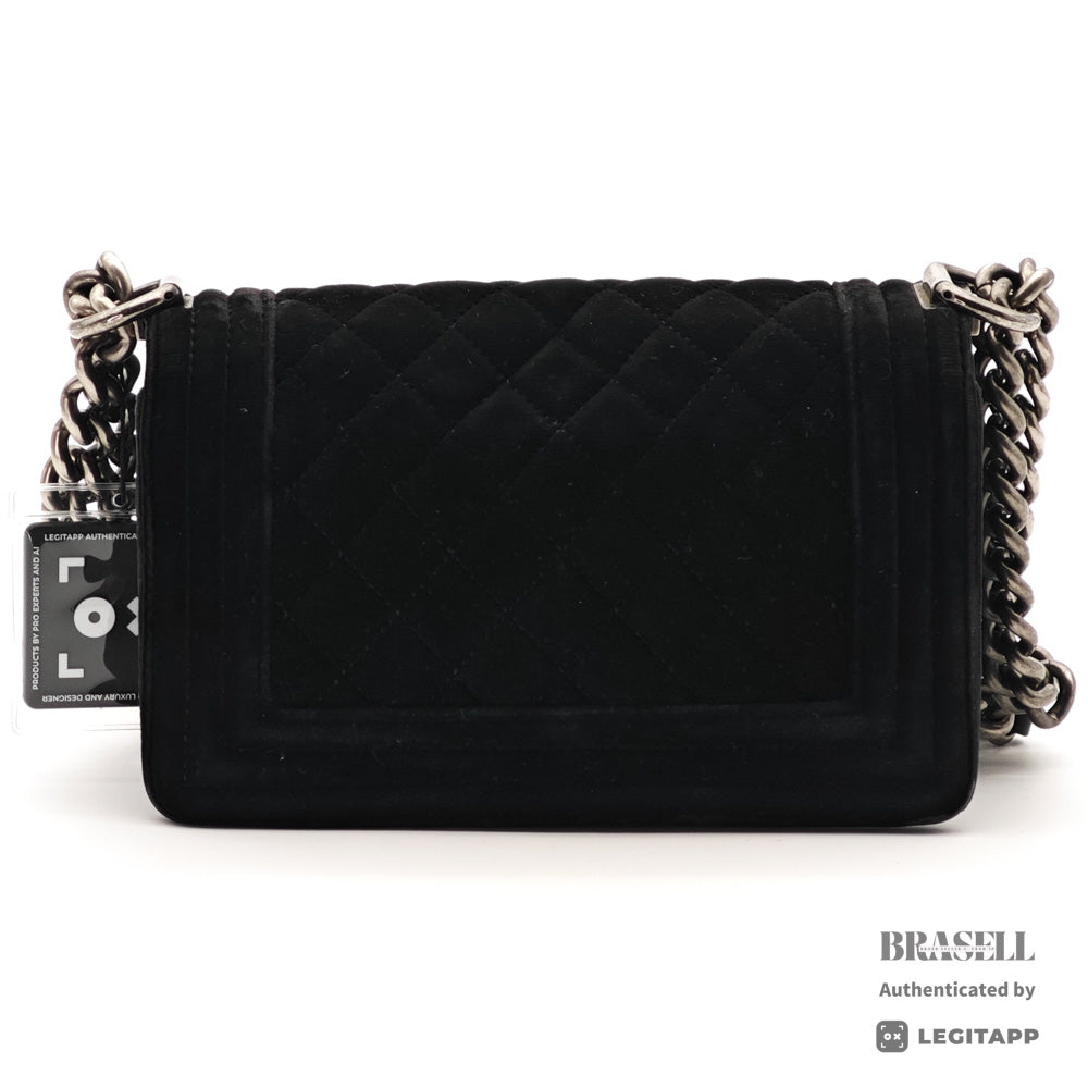 CHANEL Boy CHANEL Velvet Black Chain Shoulder Bag 【ImportFeeFREE】