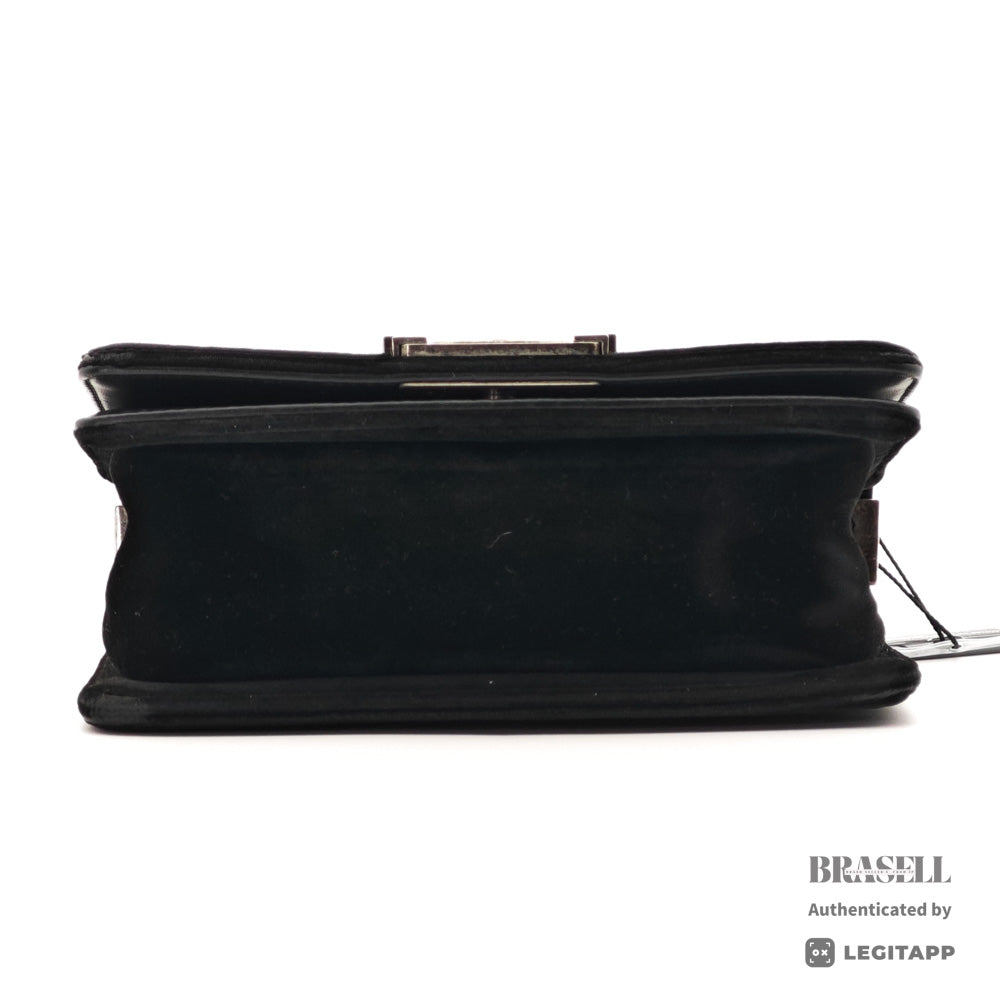 CHANEL Boy CHANEL Velvet Black Chain Shoulder Bag 【ImportFeeFREE】