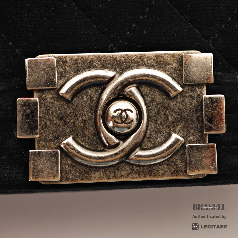 CHANEL Boy CHANEL Velvet Black Chain Shoulder Bag 【ImportFeeFREE】