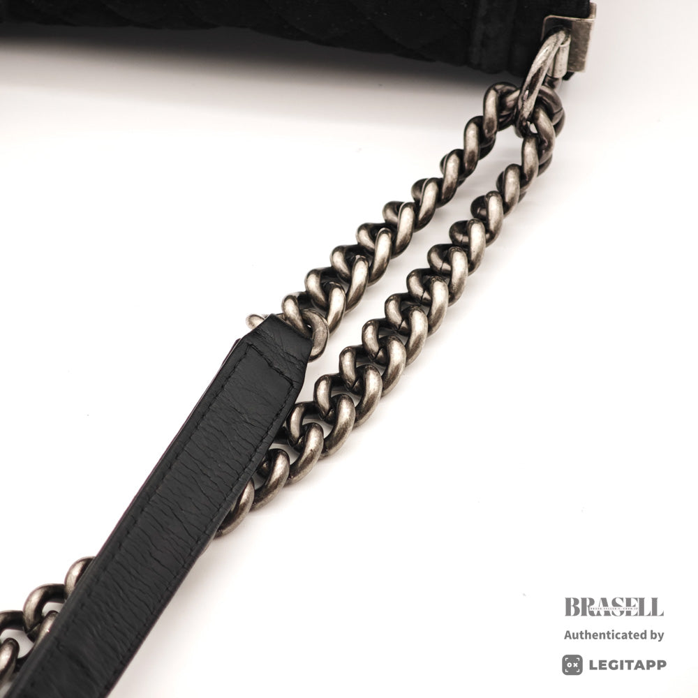 CHANEL Boy CHANEL Velvet Black Chain Shoulder Bag 【ImportFeeFREE】