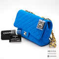 CHANEL Matelasse Jersey Blue Chain Shoulder Bag 【ImportFeeFREE】