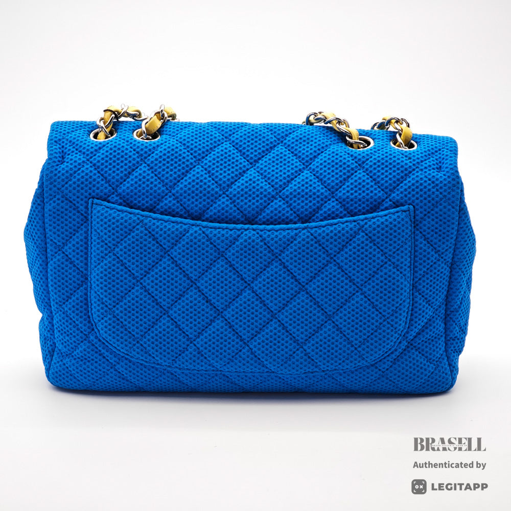 CHANEL Matelasse Jersey Blue Chain Shoulder Bag 【ImportFeeFREE】