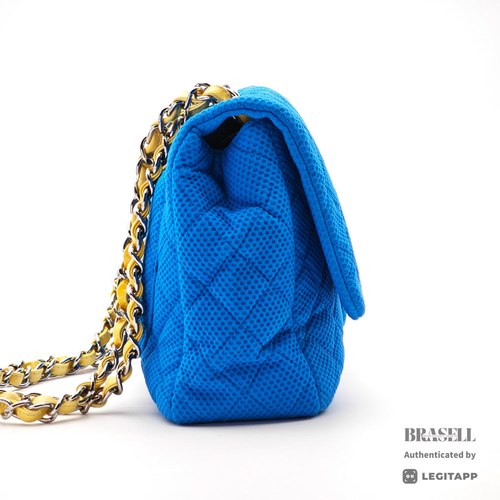 CHANEL Matelasse Jersey Blue Chain Shoulder Bag 【ImportFeeFREE】