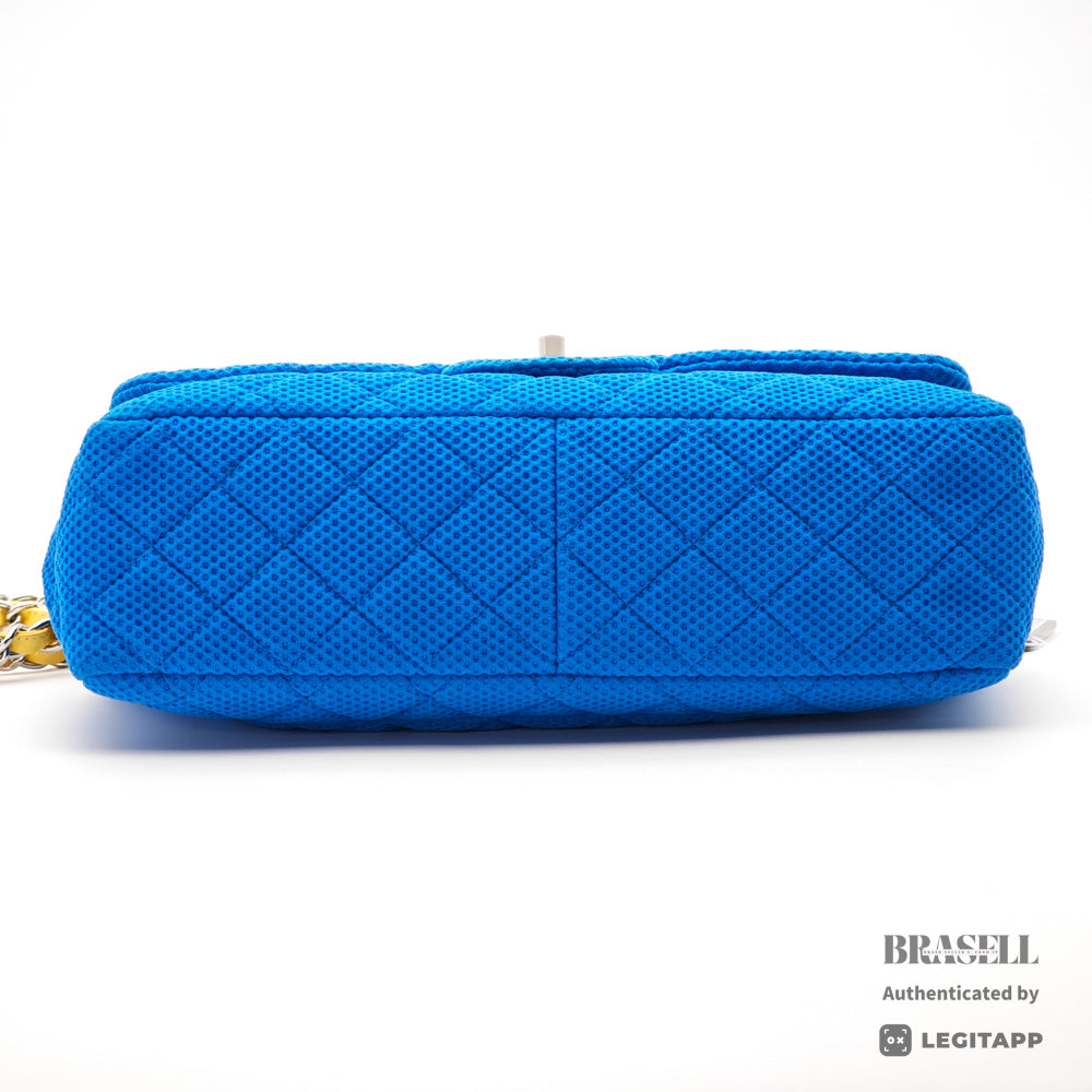 CHANEL Matelasse Jersey Blue Chain Shoulder Bag 【ImportFeeFREE】