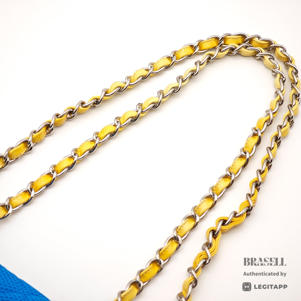 CHANEL Matelasse Jersey Blue Chain Shoulder Bag 【ImportFeeFREE】