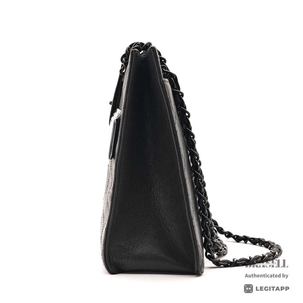 CHANEL Caviar Leather Black Chain Tote Bag 【ImportFeeFREE】