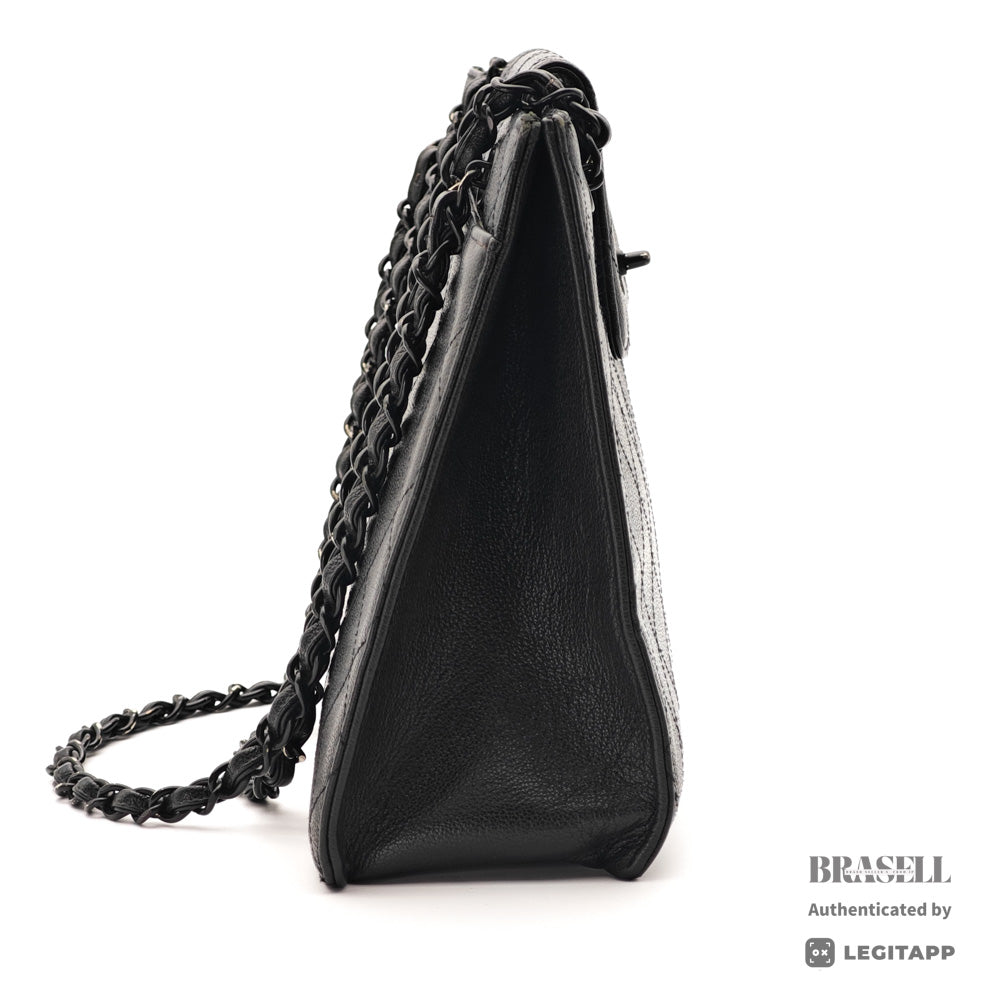 CHANEL Caviar Leather Black Chain Tote Bag 【ImportFeeFREE】