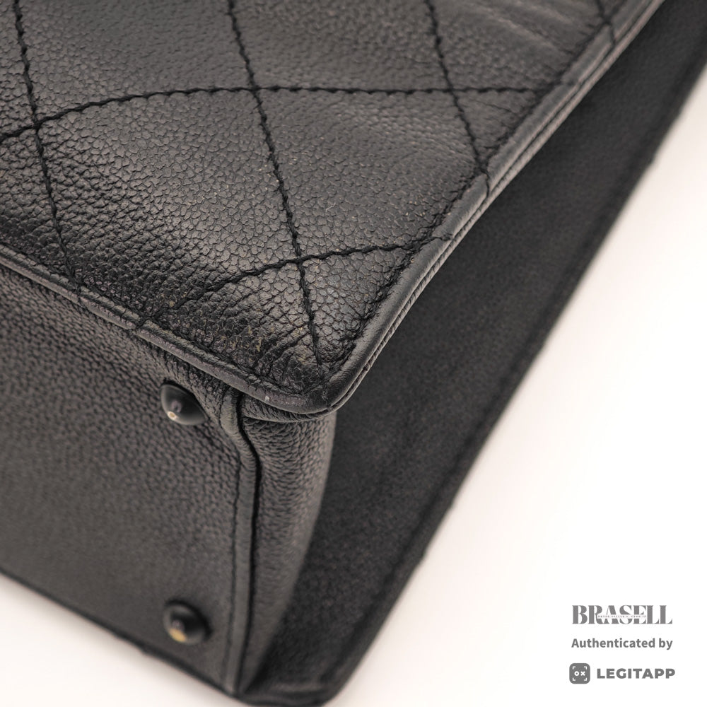 CHANEL Caviar Leather Black Chain Tote Bag 【ImportFeeFREE】