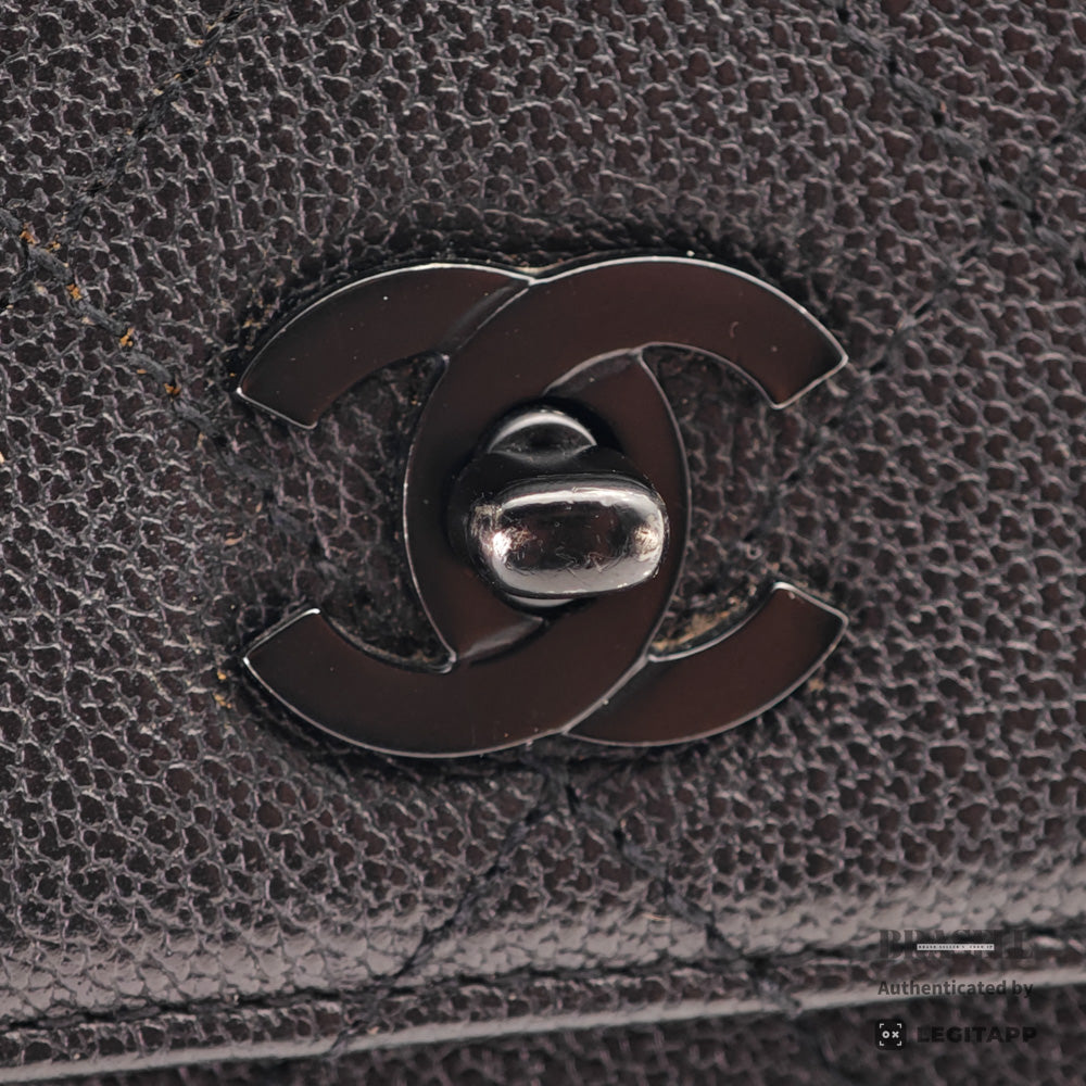 CHANEL Caviar Leather Black Chain Tote Bag 【ImportFeeFREE】