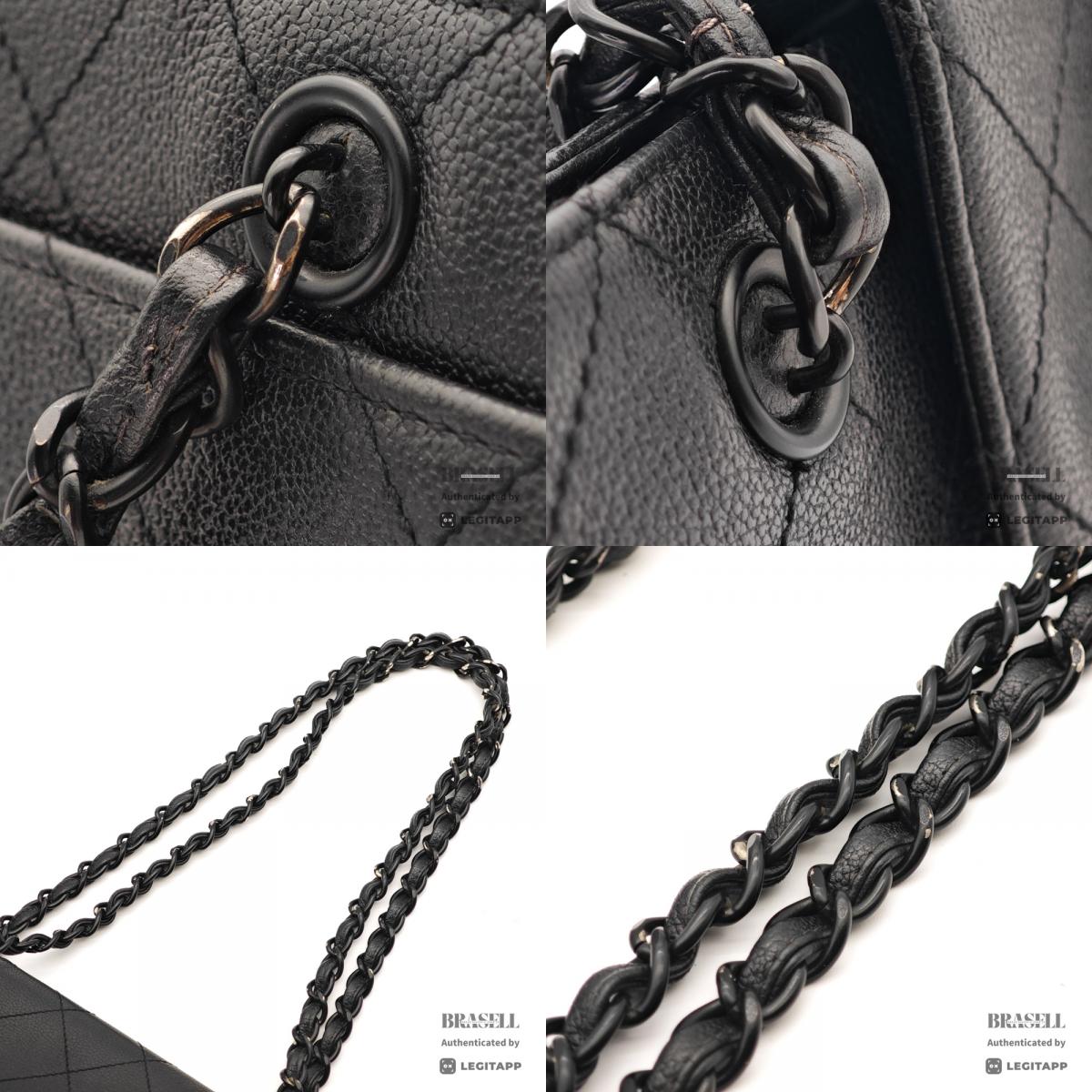 CHANEL Caviar Leather Black Chain Tote Bag 【ImportFeeFREE】