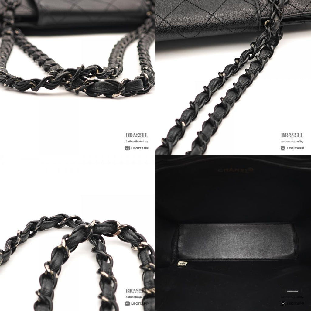 CHANEL Caviar Leather Black Chain Tote Bag 【ImportFeeFREE】