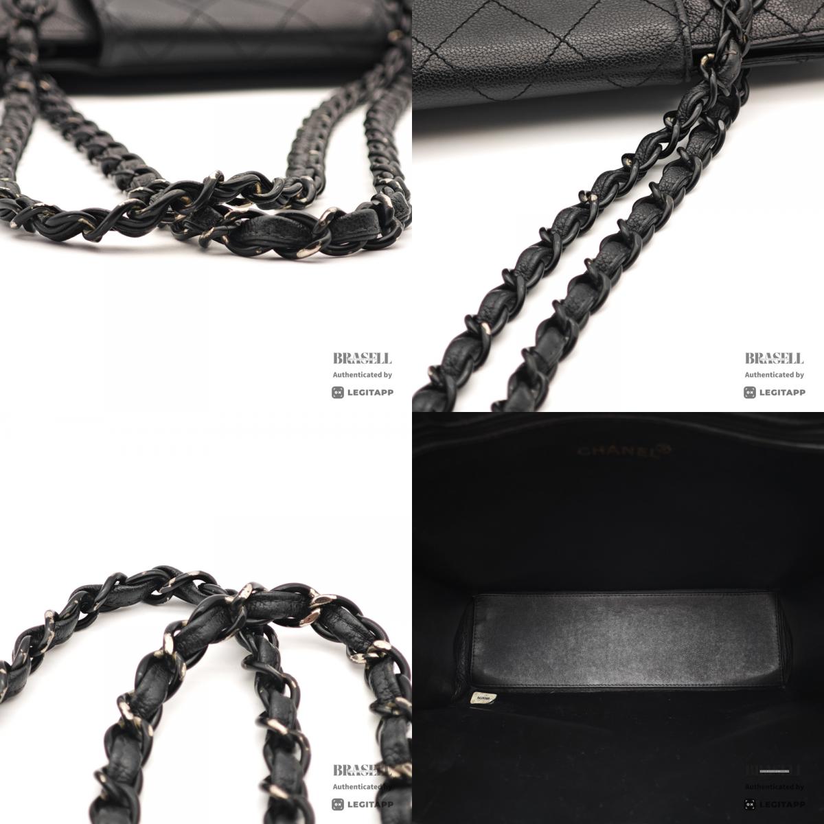 CHANEL Caviar Leather Black Chain Tote Bag 【ImportFeeFREE】