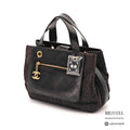 CHANEL Denim Leather Gray Black Hand Bag 【ImportFeeFREE】