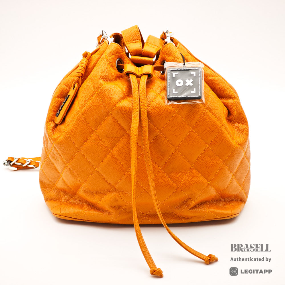 CHANEL Matelasse Caviar Leather Yellow 2Way Backpack 【ImportFeeFREE】