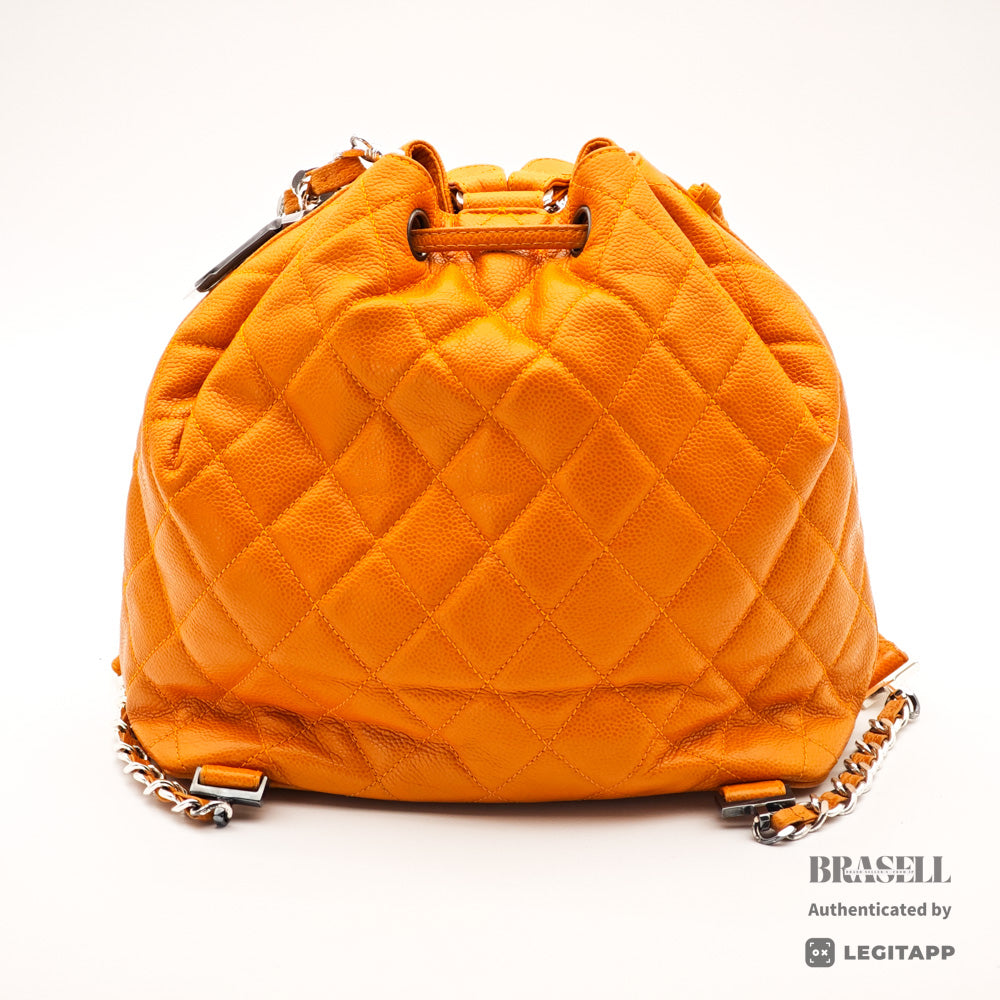 CHANEL Matelasse Caviar Leather Yellow 2Way Backpack 【ImportFeeFREE】
