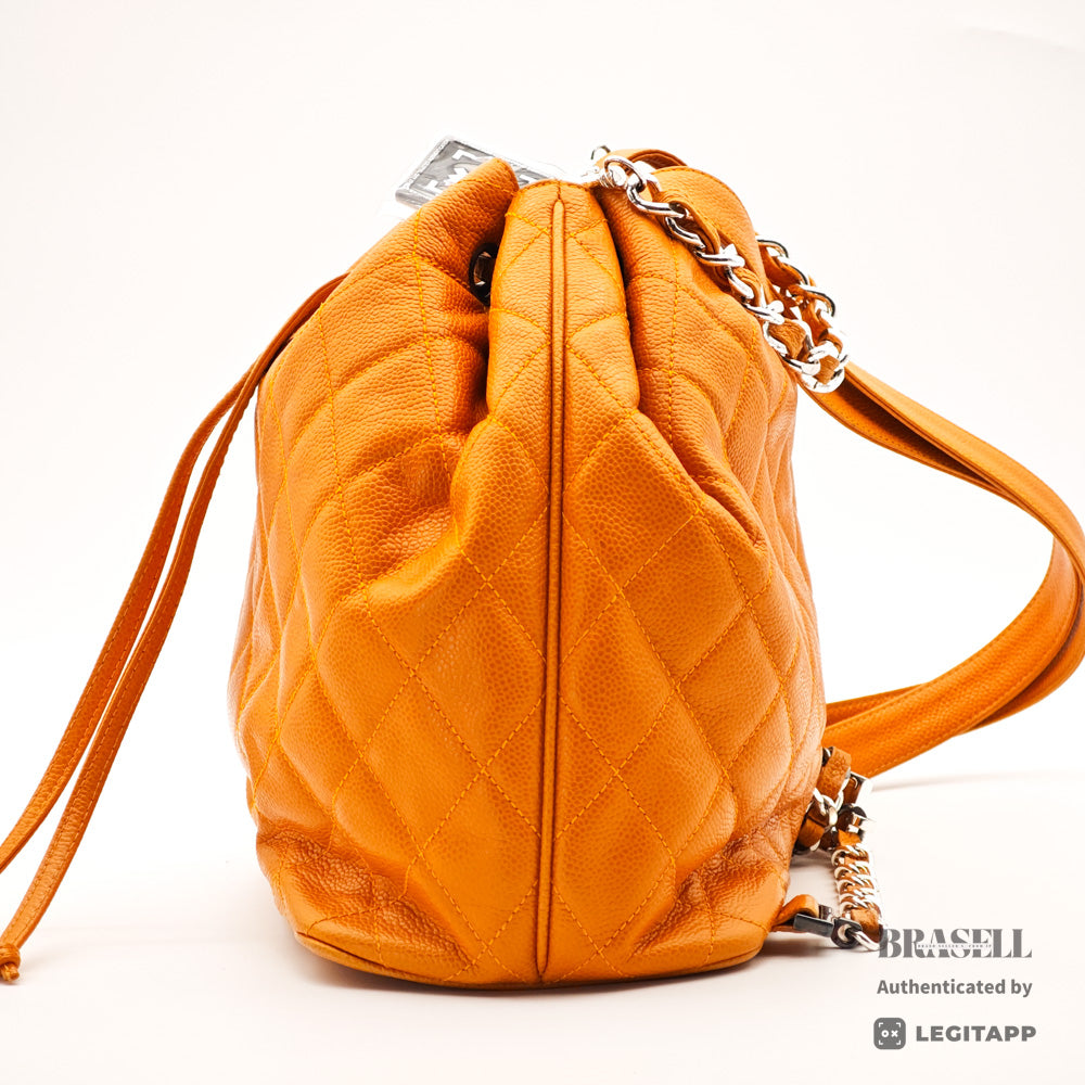 CHANEL Matelasse Caviar Leather Yellow 2Way Backpack 【ImportFeeFREE】