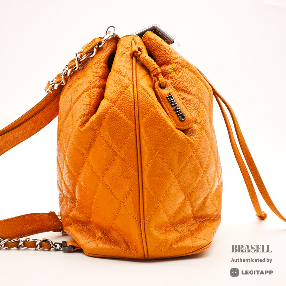 CHANEL Matelasse Caviar Leather Yellow 2Way Backpack 【ImportFeeFREE】