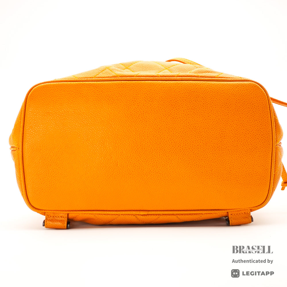 CHANEL Matelasse Caviar Leather Yellow 2Way Backpack 【ImportFeeFREE】