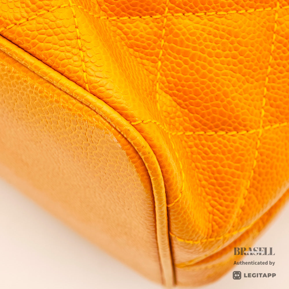 CHANEL Matelasse Caviar Leather Yellow 2Way Backpack 【ImportFeeFREE】