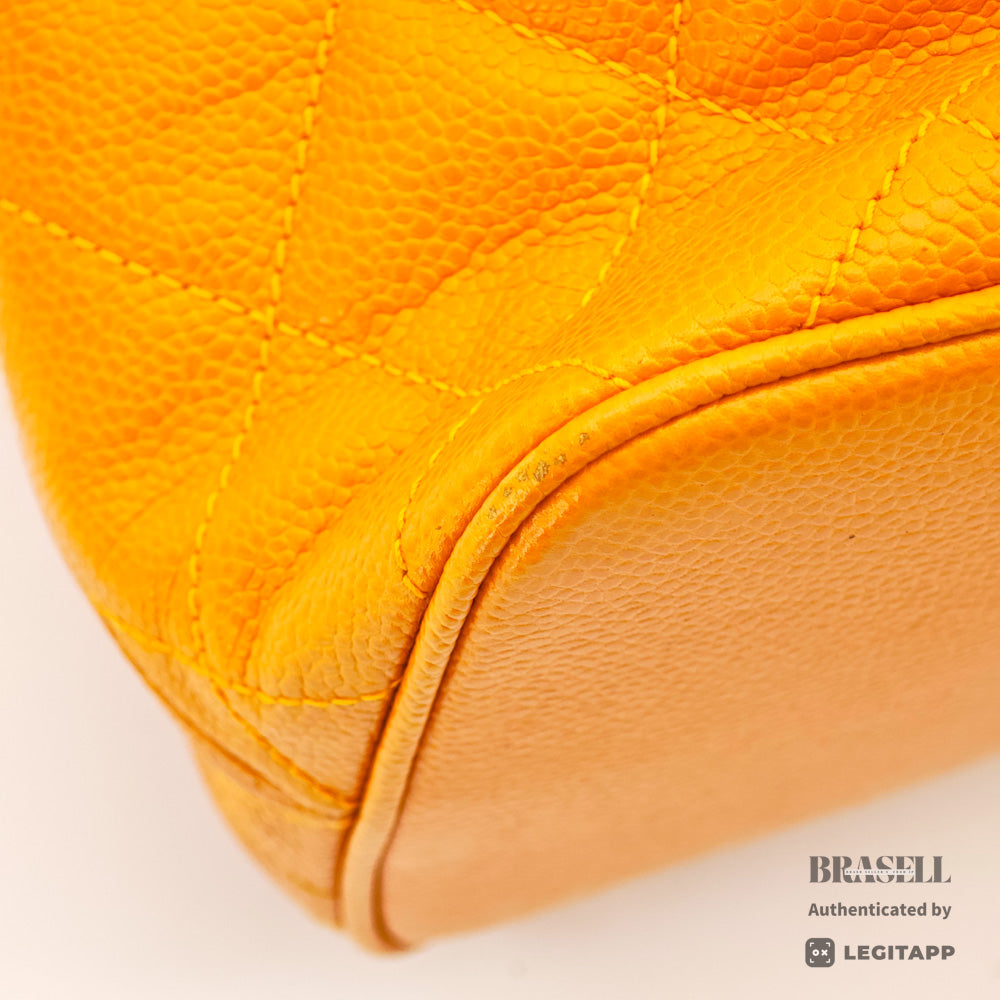 CHANEL Matelasse Caviar Leather Yellow 2Way Backpack 【ImportFeeFREE】