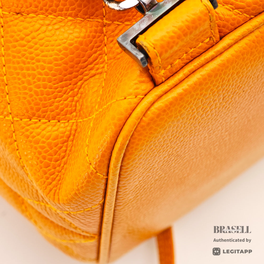 CHANEL Matelasse Caviar Leather Yellow 2Way Backpack 【ImportFeeFREE】