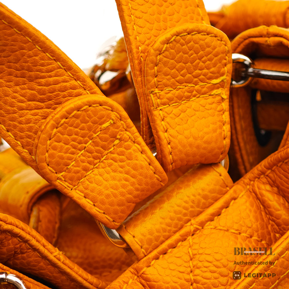CHANEL Matelasse Caviar Leather Yellow 2Way Backpack 【ImportFeeFREE】