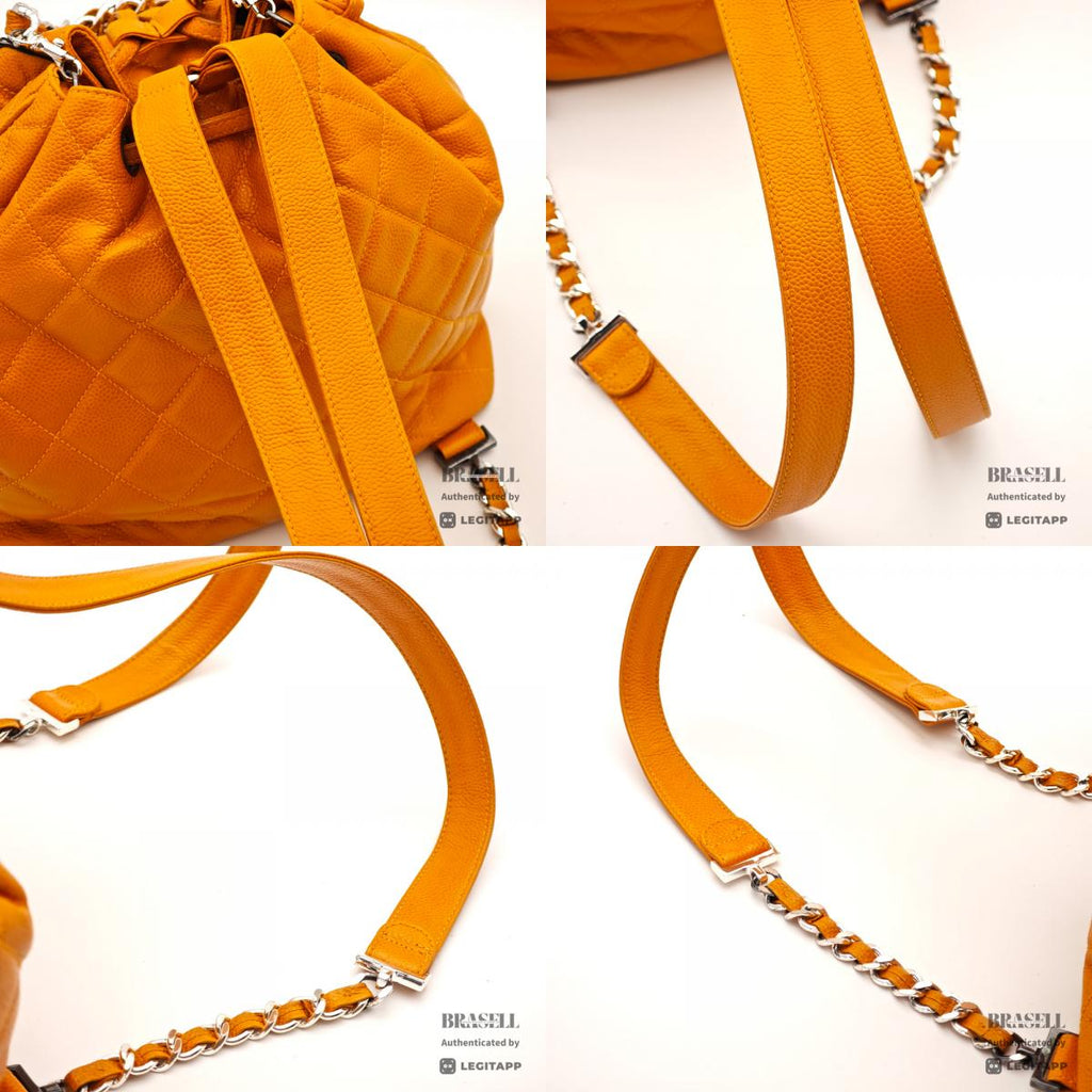 CHANEL Matelasse Caviar Leather Yellow 2Way Backpack 【ImportFeeFREE】