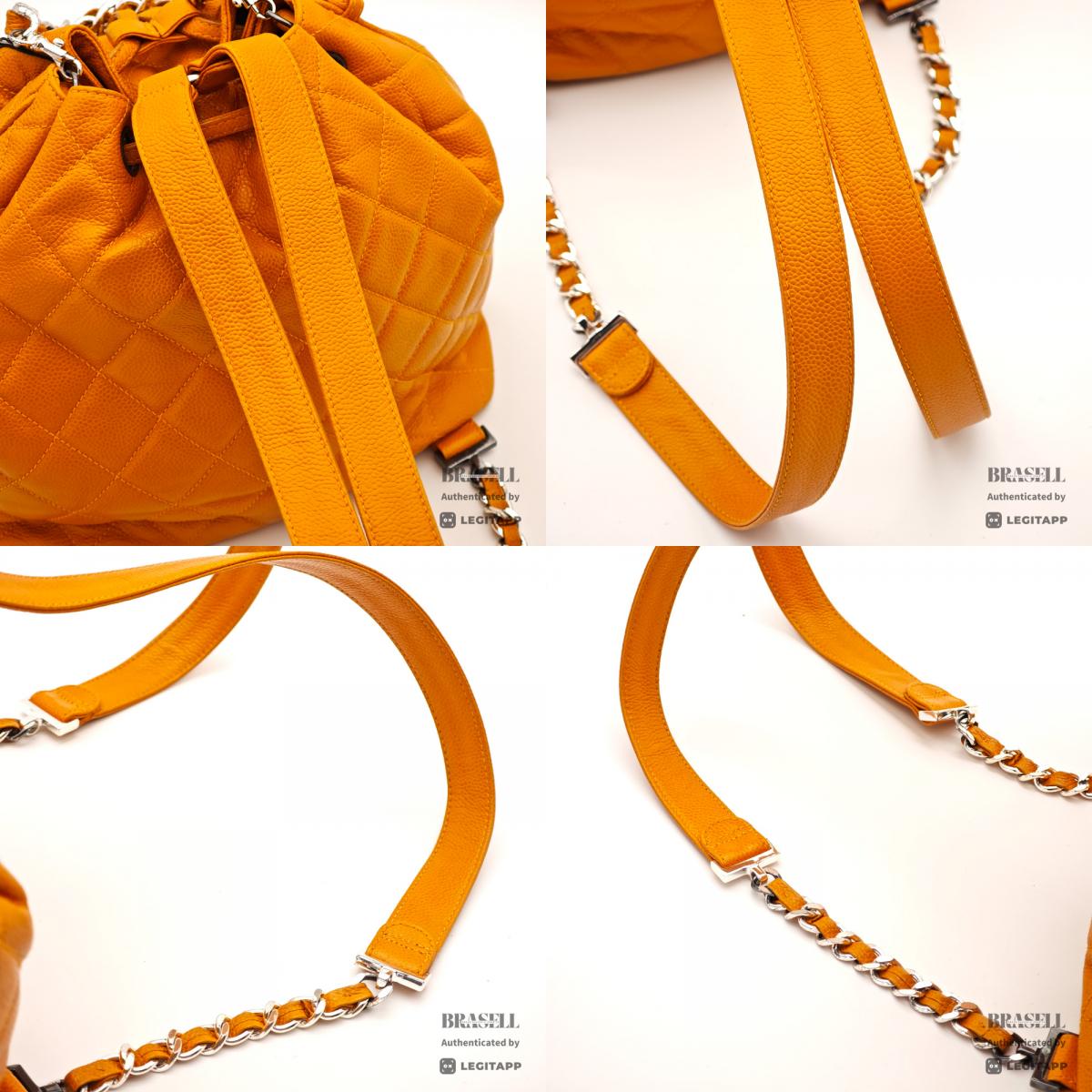 CHANEL Matelasse Caviar Leather Yellow 2Way Backpack 【ImportFeeFREE】