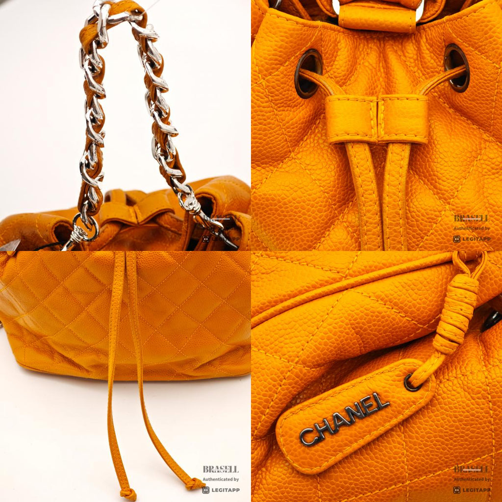 CHANEL Matelasse Caviar Leather Yellow 2Way Backpack 【ImportFeeFREE】
