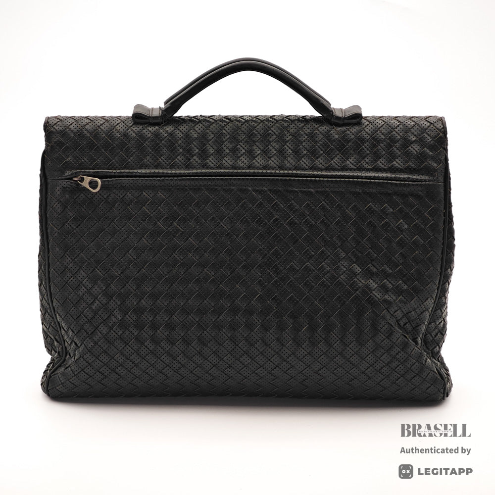 BOTTEGA VENETA Intrecciato Leather Black Business Bag 【ImportFeeFREE】