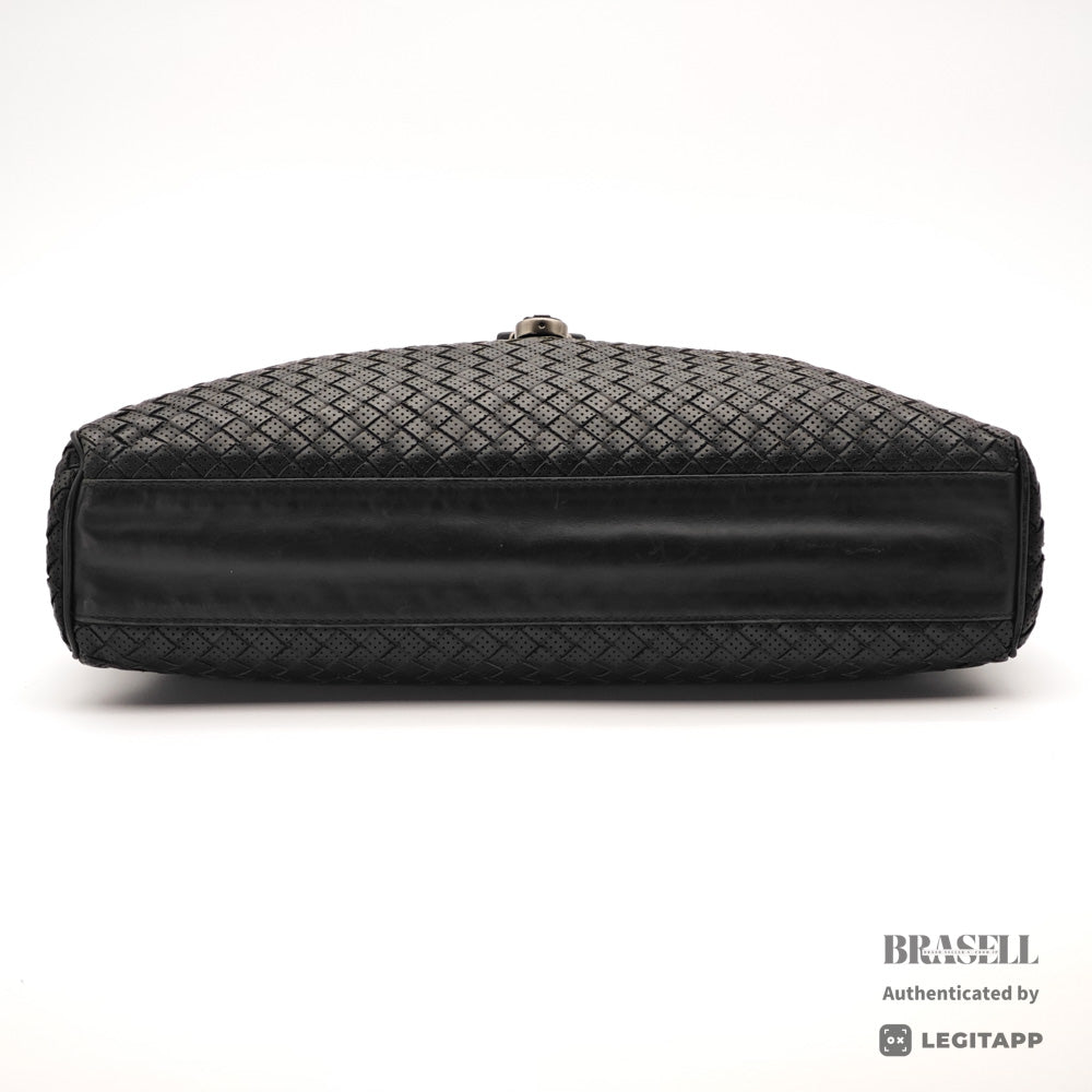 BOTTEGA VENETA Intrecciato Leather Black Business Bag 【ImportFeeFREE】
