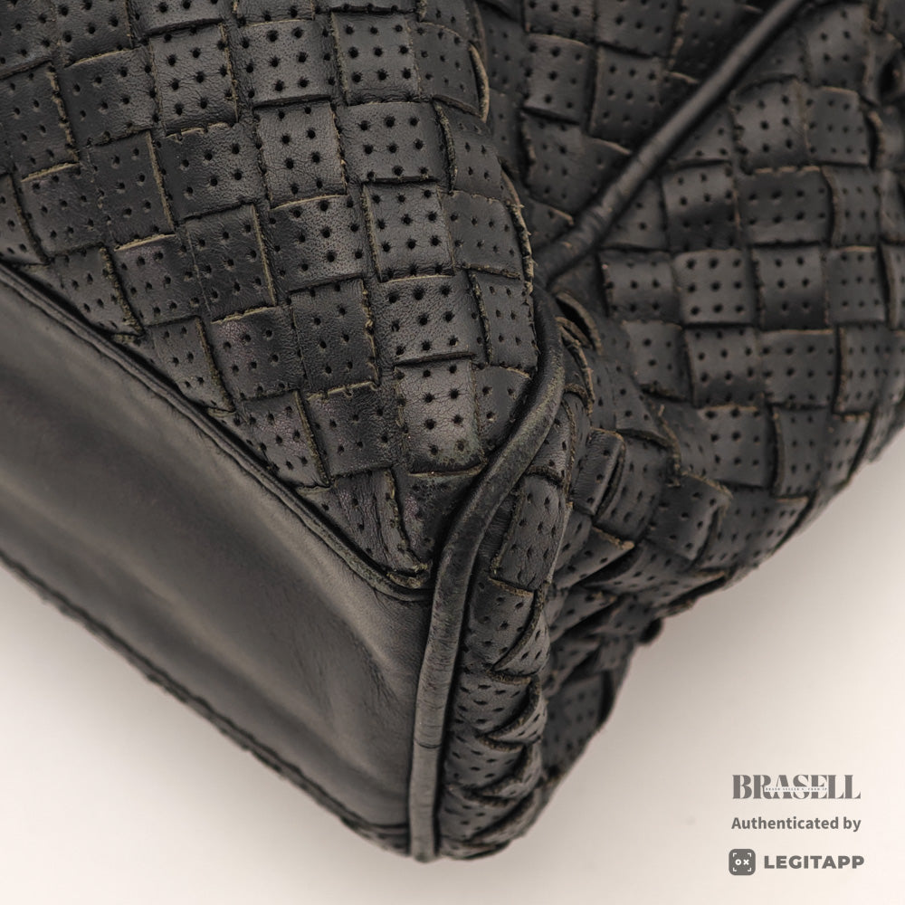 BOTTEGA VENETA Intrecciato Leather Black Business Bag 【ImportFeeFREE】